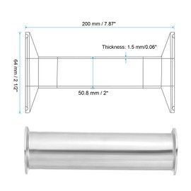 PATIKIL 2 inch OD Tri Clamps Pipe, Sanitary Tri Clamps Spool Pipe with 2 1/2 Inch Ferrule Ends, Sanitary Exhaust Pipe Pipe Flange, Ferrule 304 Stainless Steel for Brewery, 200 mm/7.87 in L
