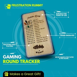 Frustration Rummy Scorecard Board Game - Family Game Night Set for 5 Players