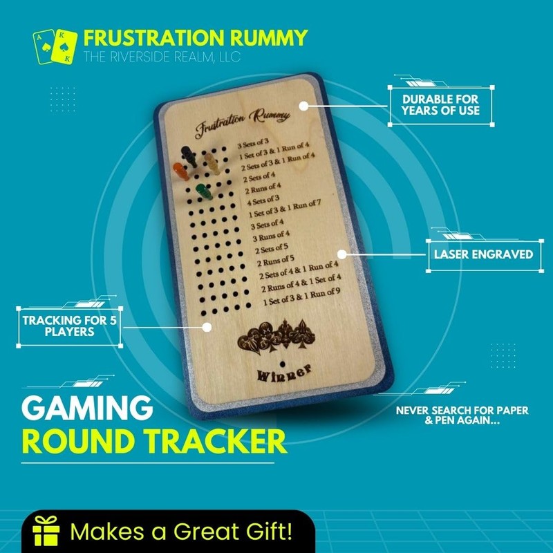 Frustration Rummy Scorecard Board Game - Family Game Night Set