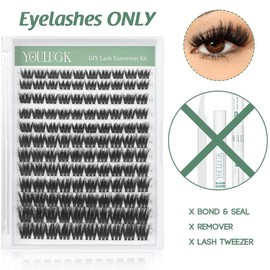 YOULUCK 5D Lash Clusters Individual Lash Extensions Layered Fluffy Eyelashes Waterproof and Windproof Long-Lasting Lashes with Ultra-Thin Band Makeup For Girls Beginner Friendly:_Only Lash - Aura