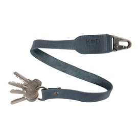 Hide & Drink, Keychain Lanyard, Badge Holder, Clip to Attach to House, Car, and Apartment Keys, ID, Full Grain Leather, Handmade, Slate Blue