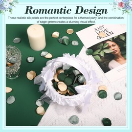 800 PCS Wedding Silk Rose Petals: Green Champagne Fake Petals - Artificial Flower Girl Scatter Petals for Weddings and Events