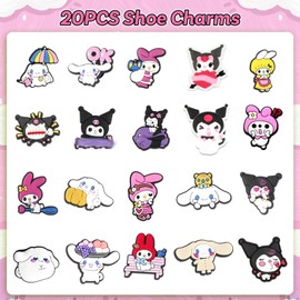 20pcs Shoe Charms for Kids,Sanri Croc Charms, Waterproof Anime Decoration Charm, DIY Shoe Accessories Charm for kids Party Favors