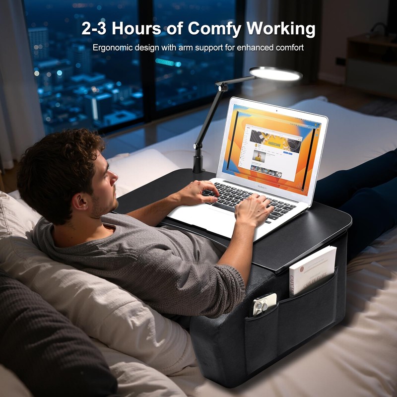 OPTIXCELL Lap Desk with Arm Rest, Ergonomic 17" Laptop Desk