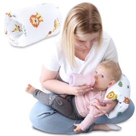 Nursing Pillow Small Nursing Muff Diameter 20 cm - Mini Nursing Pillow Baby Arm Nursing Pillow Arm Pillow for Travel Nursing Pillow Cotton Safari White