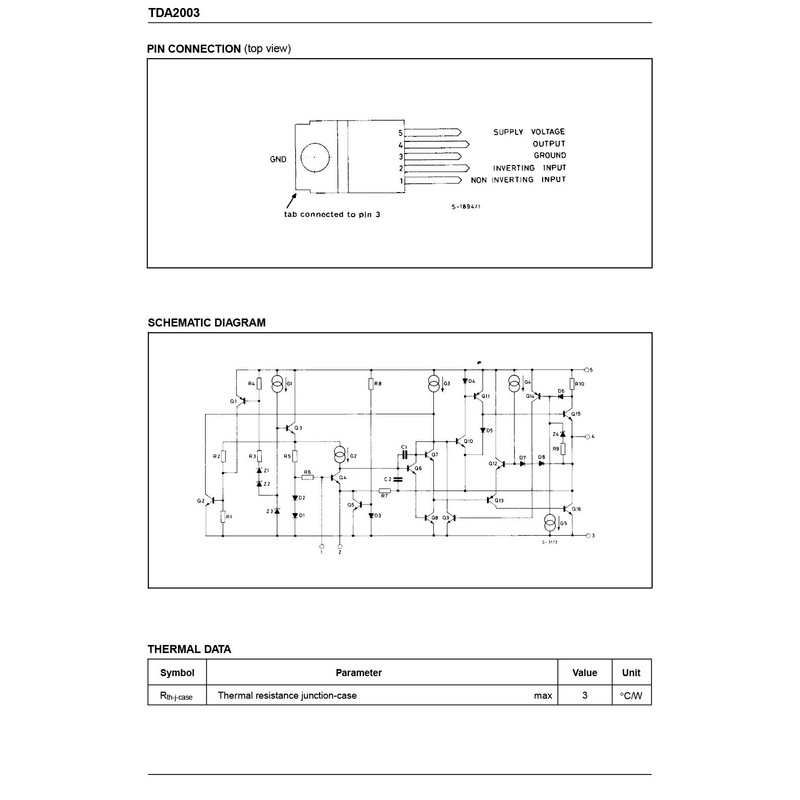Chanzon TDA2003 TO-220-5 Audio Power Amplifier Transistor, Non-Polarized (Pack of