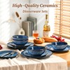 Feastly Plates and Bowls Sets 12 Pieces, Blue Reactive Glaze