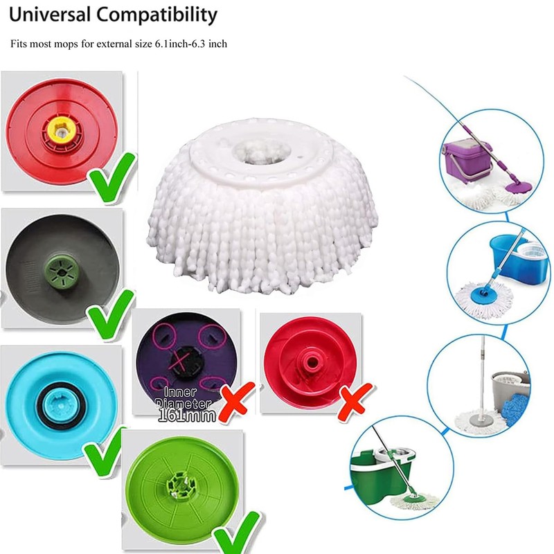 YWSHF Spin Mop Head Replacement Compatible with Hurrican, Mopnado, Cassabel