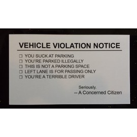 Vehicle Violation Notice Offensive Business Cards (10 Pack)