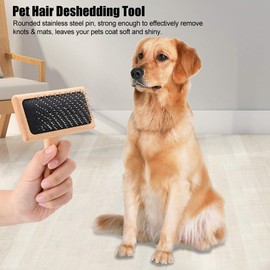 Professional Pin Brush for Dogs & Cats with Short Medium or Long Hair Grooming Comb Cleans Dirt Detangling and Removing Shed Fur Tool (Square head)