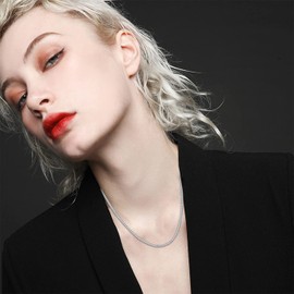 Dralox Sterling Silver 1.5mm Round Cubic Zirconia Tennis Necklace Tennis Chain Jewelry Gifts for Women Men 24 Inch