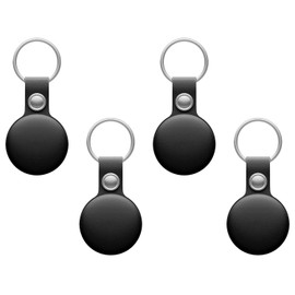 [Set of 4] For MiLi Smart Tag Case [HVUYAL] Premium PU Leather Key Holder with Key Ring Full Protection Shockproof Drop Prevention Lost Prevention Convenient Lightweight Stylish Key Finder Compatible