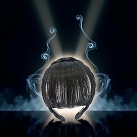 Jowxsx 100% Black Human Hair Extensions Medium Black Clip on Fringe Bangs with nice net Natural Flat neat Bangs with Temples for women One Piece Hairpiece