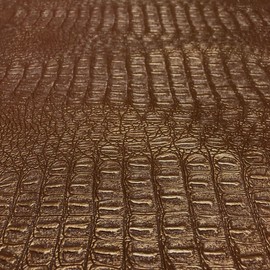 Alligator Fabric, Soft Textured Crocodile Vinyl Faux Leather, Gator Skin Embossed Upholstery DIY Craft and Clips Pleather Sheets – Individual 1 Yard Cut 36”x54” (Copper Metallic)
