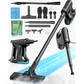 Heavy Duty Steam Mop for Floor Cleaning, 14-in-1 Lightweight Detachable Handheld Steam Cleaner with Multi-Purpose&Powerful, No-Chemical Floor Steamer for Home|Hardwood|Grout|BBQ|Window (Black)