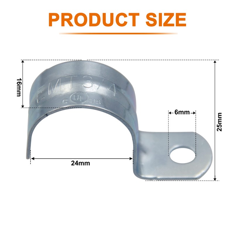ISPINNER 25pcs 3/4 Inch Zinc Plated Steel EMT Pipe Straps