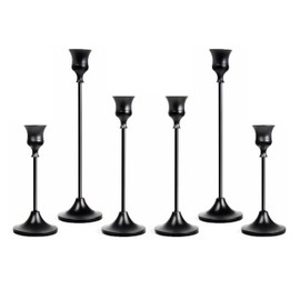 NLBTW Matte Black Candlestick Holders Set of 6, Candle Stick Taper Candle Holder, Vintage Decorative Metal Candle Holders Centerpieces for Table Mantel Festive Decorations Gifts