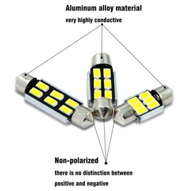 SOCAL-LED LIGHTING 3022 31mm Festoon LED Bulbs Canbus 6W High Power Bright SMD 5730 Interior Dome Light, Map Light, White, Pack of 2