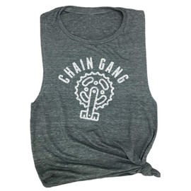 Spunky Pineapple Chain Gang Cycling Class Women's Workout Muscle Tee Asphalt