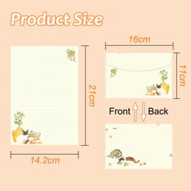 Acidea Writing Paper and Envelopes Set, 72 PCS Cute Cat A5 Letter Writing Stationery Kit with Stickers for Invitations Gift Decorations Holiday Party, 48 Lined Stationery Paper with 24 Envelopes