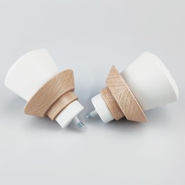 SKYPLUS LIVING Decorative Curtain Rod Finials, Polyresin White Wood-Look Finials, Set of 2, Compatible with 1 inch Diameter Curtain Rod, Standalone Finial Pair