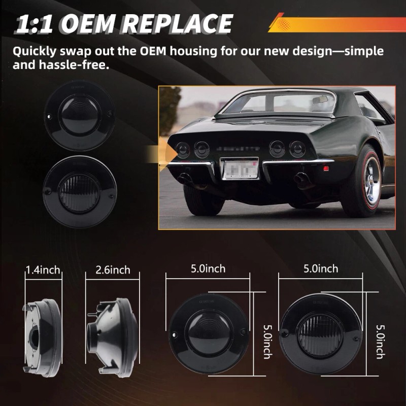 OFFKAT 4PCS Smoked Lens Rear Tail Brake Lights & Backup