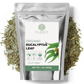 Elanen Naturals Organic Eucalyptus Leaf Tea 1 lb. (16 oz.), USDA Organic Eucalyptus Tea, Eucalipto Hojas Naturales, Eucalipto Leaves, Te De Eucalipto, Eaucalyptus, Calyptus, Cut & Sifted