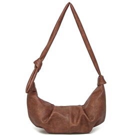 Ruched Shoulder Underarm Purses for Women Dumpling Large Hobo Bags Vegan Leather Ladies Clutch(brown)