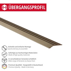 Gedotec Gedotec bergangsleiste h?henausgleich Bronze selbstklebend | 1 Stck Abschlussprofil Alu 1000 mm | Dehnungsfugenprofil Boden-Leiste h?hen-ausgleich 2-5mm | bergangsschiene ohne bohren, 100 cm (1m)