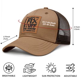 Funny Hats for Men, Dad Birthday Gifts from Daughter Son Wife, Mens Baseball Cap Adjustable Trucker Hat Breathable Mesh Ball Cap Daddy Snapback Husband Fathers Day Christmas White Elephant Gift