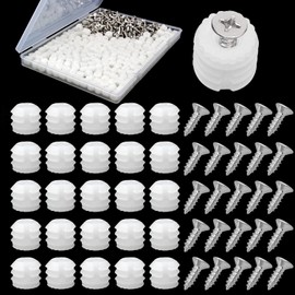 Zarique 200-Pack White Plastic Hinge Dowel Inserts with Screws for Cabinet Door, Drawer, and Furniture Repair & Installation Replacement Bathroom Kitchen