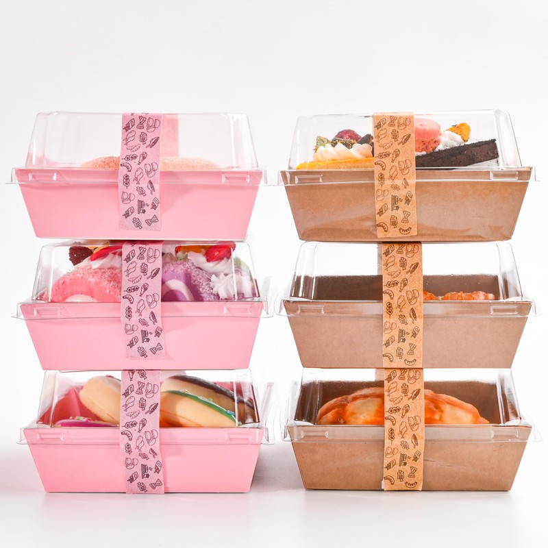 TECARATE Paper Charcuterie Boxes with Clear Lids and Stickers -