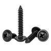 FandWay Phillips Pan Head With Washer Self-Tapping Screws,Black Carbon Steel