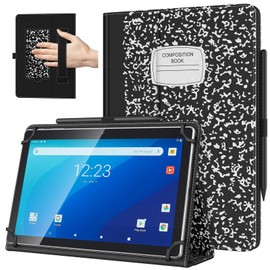 TiMOVO Universal Case for 10.1 Inch Android Tablet with Pen Loop, Lightweight Folding Stand Cover with Hand Strap for All 9"-11" Touchscreen Tablet, Notebook Black