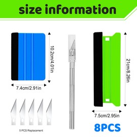 8pcs Professional Vinyl Wrap Tools Window Film Application Kit Vinyl Wrap Kit Felt Squeegee, Hard Scraper for Vinyl Wrap Kit, Install Wallpaper, Car Wrapping and Contact Paper