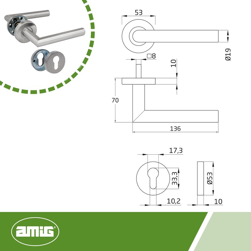 Amig - Set of Handles with Rosette for Doors |