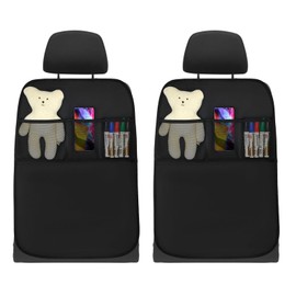 MTRPS 2 PCS Back Seat Cover for Kids, Heavy Duty Kick Mat Car Seat Protector with 3 Mesh Pockets, Waterproof Vehicle Backseat Protector Durable Kick Guard Protects from Dirt Mud Scratches