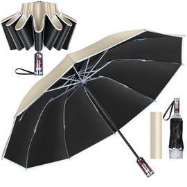 Moon River Folding Umbrella, Reverse Folding Umbrella, Big Size, One-touch Automatic Open/Close, 10 Ribs, Reverse Back, Men's Umbrella, Light Blocking, Heat Shield, UV Protection, Windproof, Super