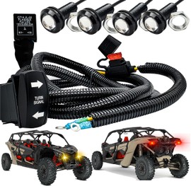 Amber & Red LED Turn Signal Kit Plug & Play Power Bus Bar Distribution Block Wire Harness Compatible with 2018-2023 Can-Am Maverick X3 Max RS Turbo RR Sport Trail Defender