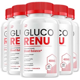 Gluco Renu ( 5 Pack) Gluco Renu Capsules - GlucoRenu Pills Advanced Supplement, All Natural