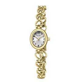 Diaofendi Petite Gold Watches for Women Vintage Bracelet Wrist Watch Luxury Ladies Oval,Fashion Dress Quartz Watch with Tools Include,Waterproof (Gold Shell-White)