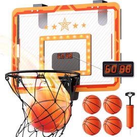 MindPal Indoor Basketball Hoop, Presents for Boys 8-12, Bedroom Basketball Hoop with Ball, Led Light Mini Hoop with Electronic Scoreboard, Indoor Basketball Hoop for Kids, Boy