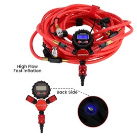 GOATACURA Heavy Duty 4 Tire Inflation Deflation System, Lock-On Air Chucks, Digital Tire Pressure Gauge