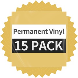 Gold Permanent Vinyl - 15 Sheets Glossy Gold Adhesive Vinyl 12"x11.8", Gold Vinyl Permanent Adhesive Vinyl Sheets for Home Decor Car Decal, Waterproof Vinyl Paper for All Cutting Machine