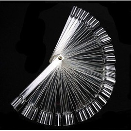 IebeautyWholesale 50pcs Nail Art Display Fan Wheel Polish False Sticks Practice Nail Tip Salon (transparent 1 set)