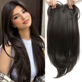 Hair Toppers for Thinning Hair 18inch hair Pieces for Women 6.5X6.5 Inch Hairtopper Adding Extra hairVolume, Natural Straight Hairpiece Super Soft Feel Like Realhair