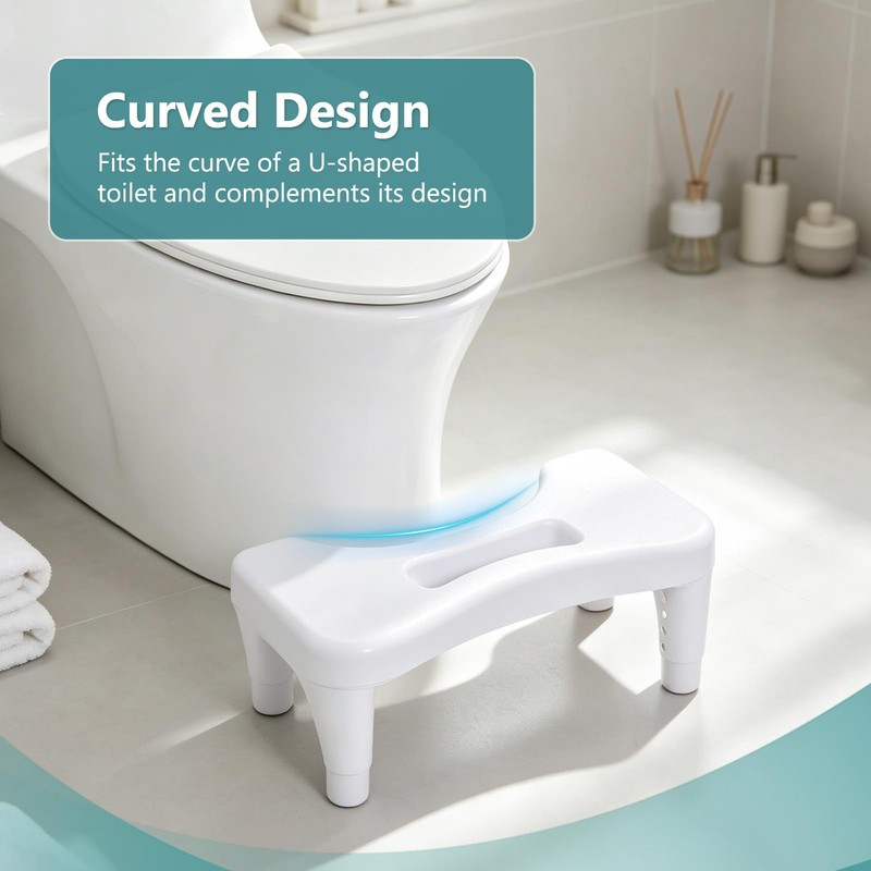 Poop Stool Toilet White Adults for Bathroom, 5.9" to 8.5"