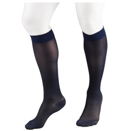 NuVein Sheer Compression Stockings, 15-20 mmHg Support, Women's Medium Denier Nylons, Knee High, Closed Toe, Navy, Small