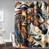 AILONEN Dreamcatcher Horse Shower Curtain,Exotic Feather Boho Horse Native Ethnic