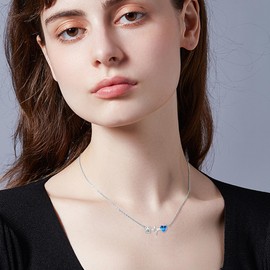 Paw Chain 925 Sterling Silver Dog Cat Paw Heart Crystal Pendant Necklace Cat Dog Paw Jewellery Gifts for Women Girls, Sterling Silver